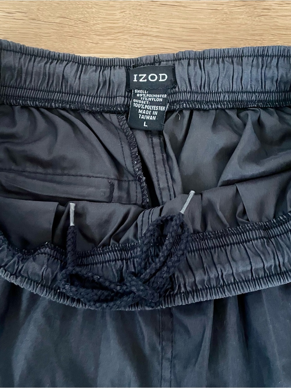 Vintage 90s IZOD XFG Black Nylon Track Pants Zipper Ankles Mens L